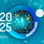 L'année 2025 sur fond bleu avec le mot Numerologie